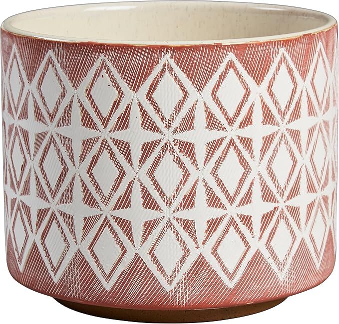 Amazon Brand – Rivet Geometric Ceramic Planter Pot, 6.5"H, Rose | Amazon (US)