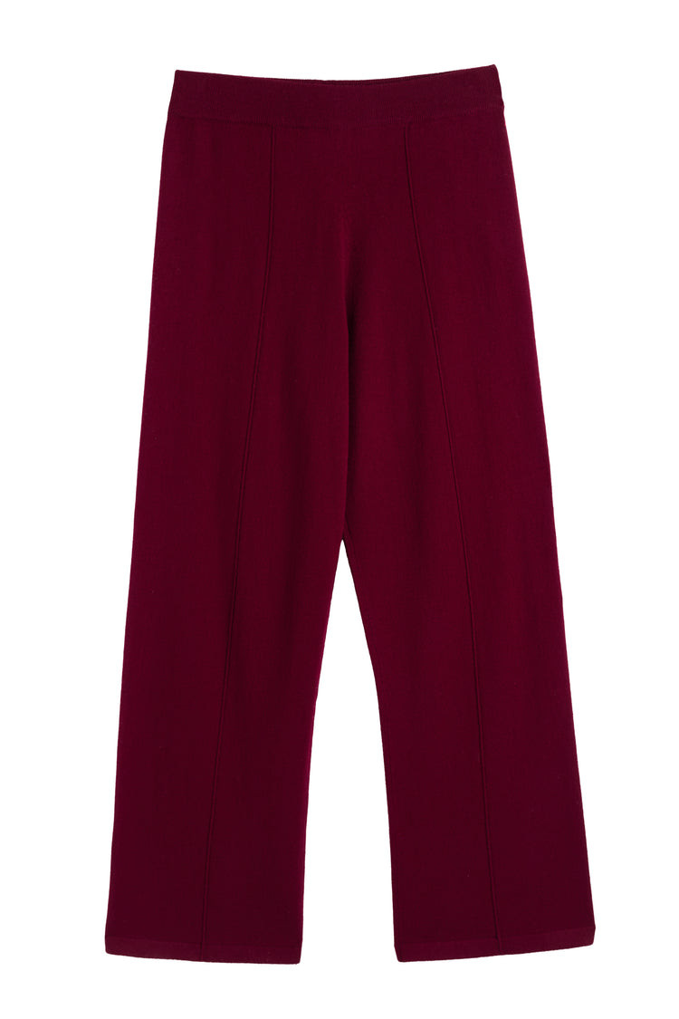 Claret Wool-Cashmere Wide-Leg Track Pants | Chinti & Parker