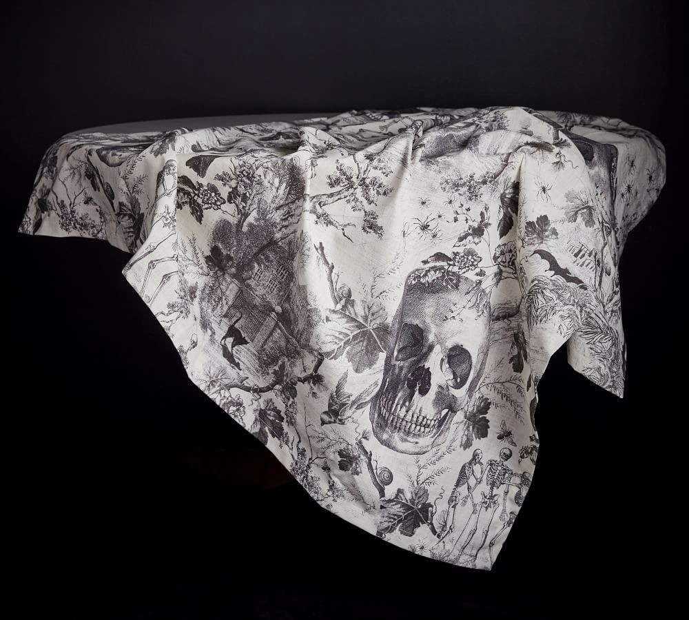 Skull Toile Organic Cotton Table Throw | Pottery Barn (US)