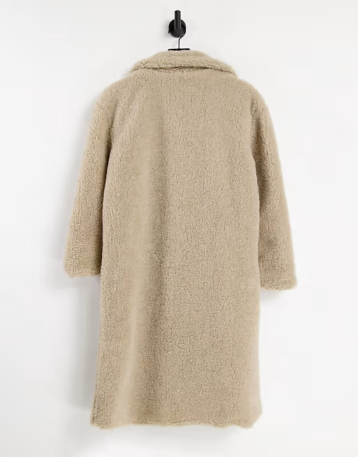 I Saw it First longline teddy coat in cream | ASOS (Global)