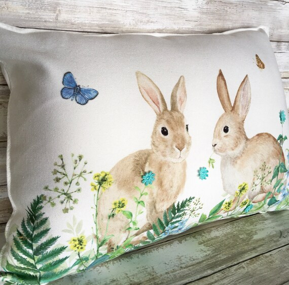 Easter Bunny Spring Decorative Pillow With Crocheted Flower | Etsy | Etsy (US)