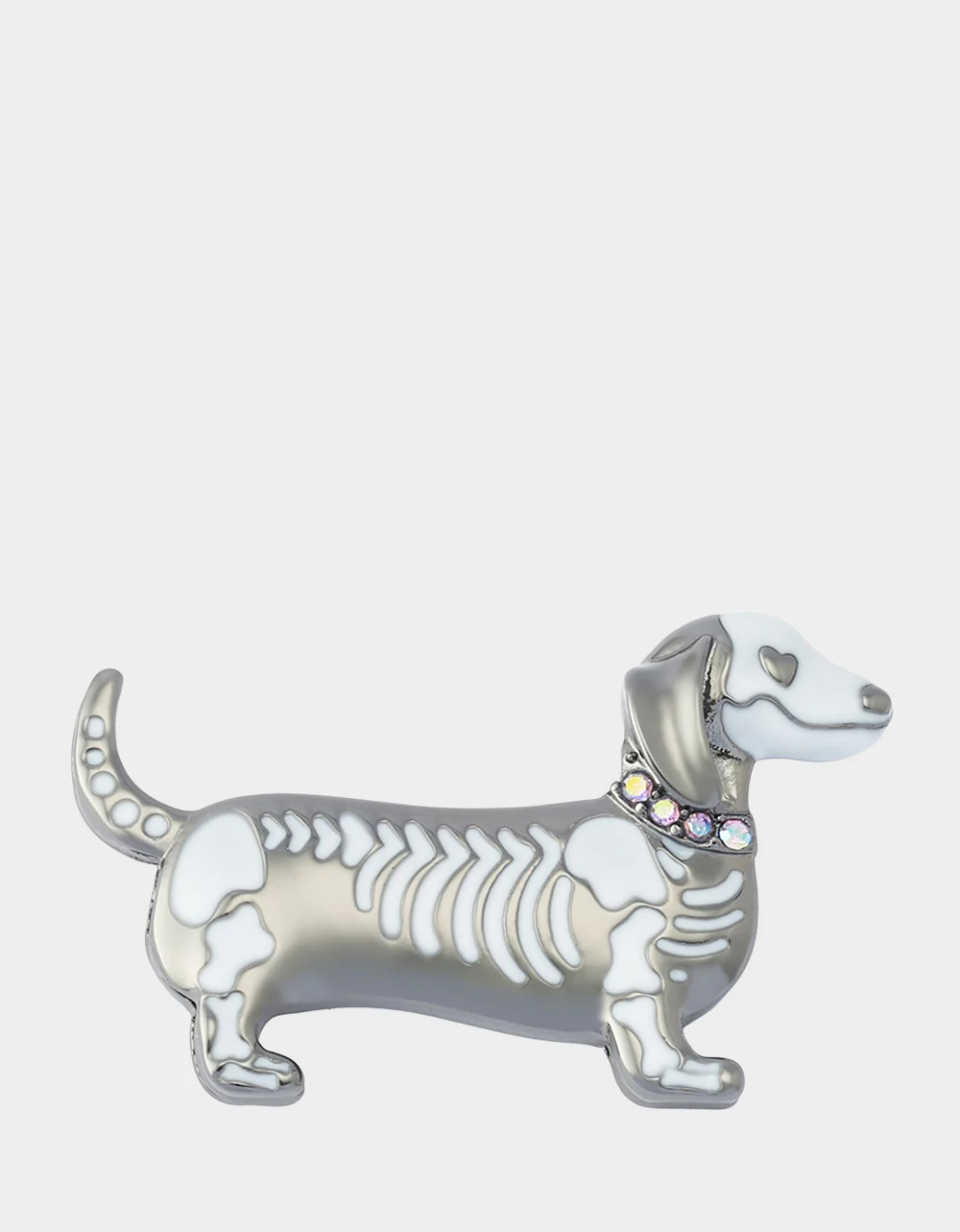 Skeleton Dachshund Brooch Silver | Betsey Johnson