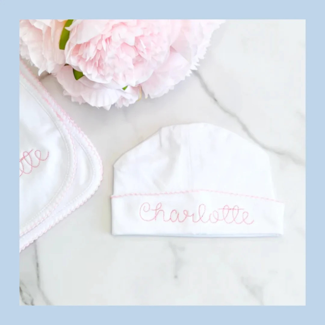 Picot Baby Hat  Blue White or Pink  Baby Girl Gift - Etsy | Etsy (US)