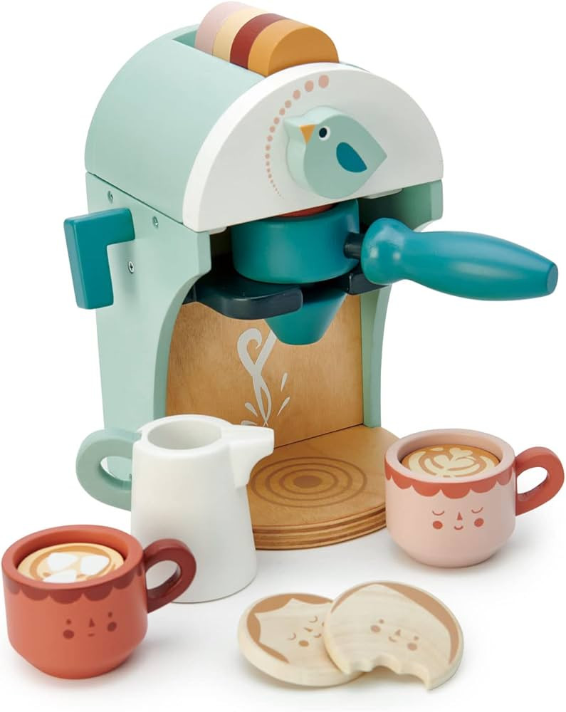 Tender Leaf Toys - Babyccino Maker - Wooden Coffee Machine Pretend Food Play Toy with Espresso Ca... | Amazon (US)