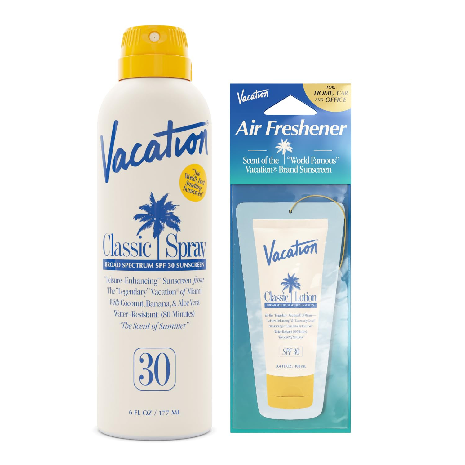 Vacation Classic Sunscreen Spray SPF 30 & Air Freshener Bundle, Water-Resistant, Lightweight, Tra... | Amazon (US)