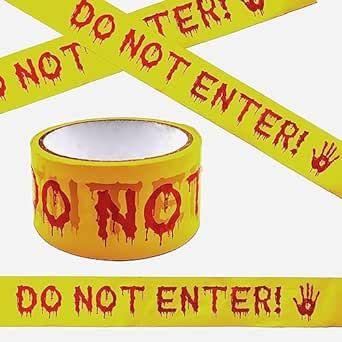 Halloween Decorations Caution Tape,Do Not Enter Yellow Scary Caution Tape Roll 4.8CM*25M Hazard W... | Amazon (US)