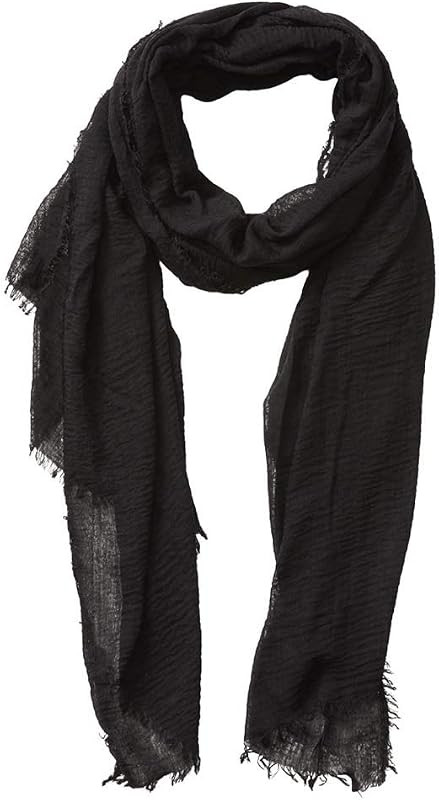 Summer Cotton Blend Crinkle Vintage Soft Scarf with Fringed Edges 35" × 70" | Amazon (US)