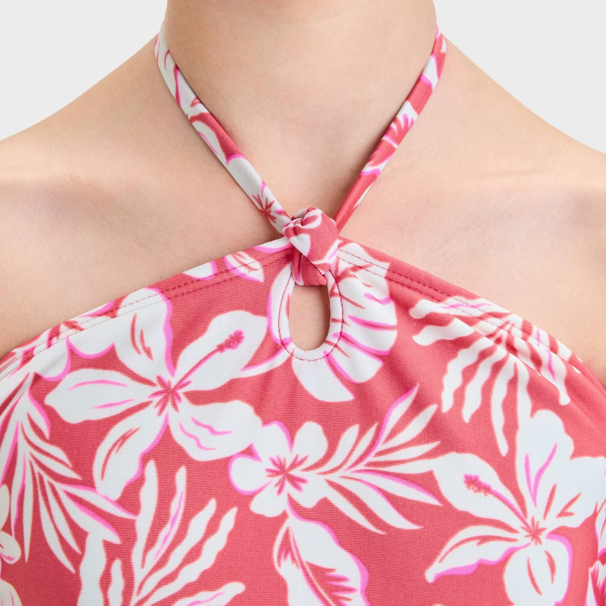 Girls' Abstract Tropical Garden Printed One Piece Swimsuit - art class™ Red | Target