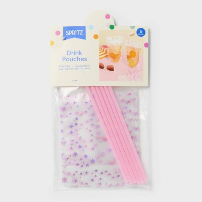 6ct Hot Pink Stars Bachelorrete, Birthday Drink Pouches - Spritz™ | Target