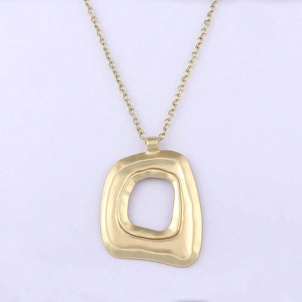 1 Piece Silver/Matte Gold Large Boho Open Charm Pendant Chain Statement Necklace | SHEIN