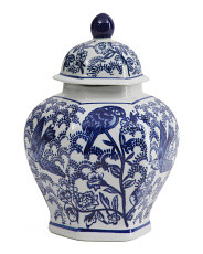 6.75x10 Ceramic Chinoiserie Jar With Lid | TJ Maxx