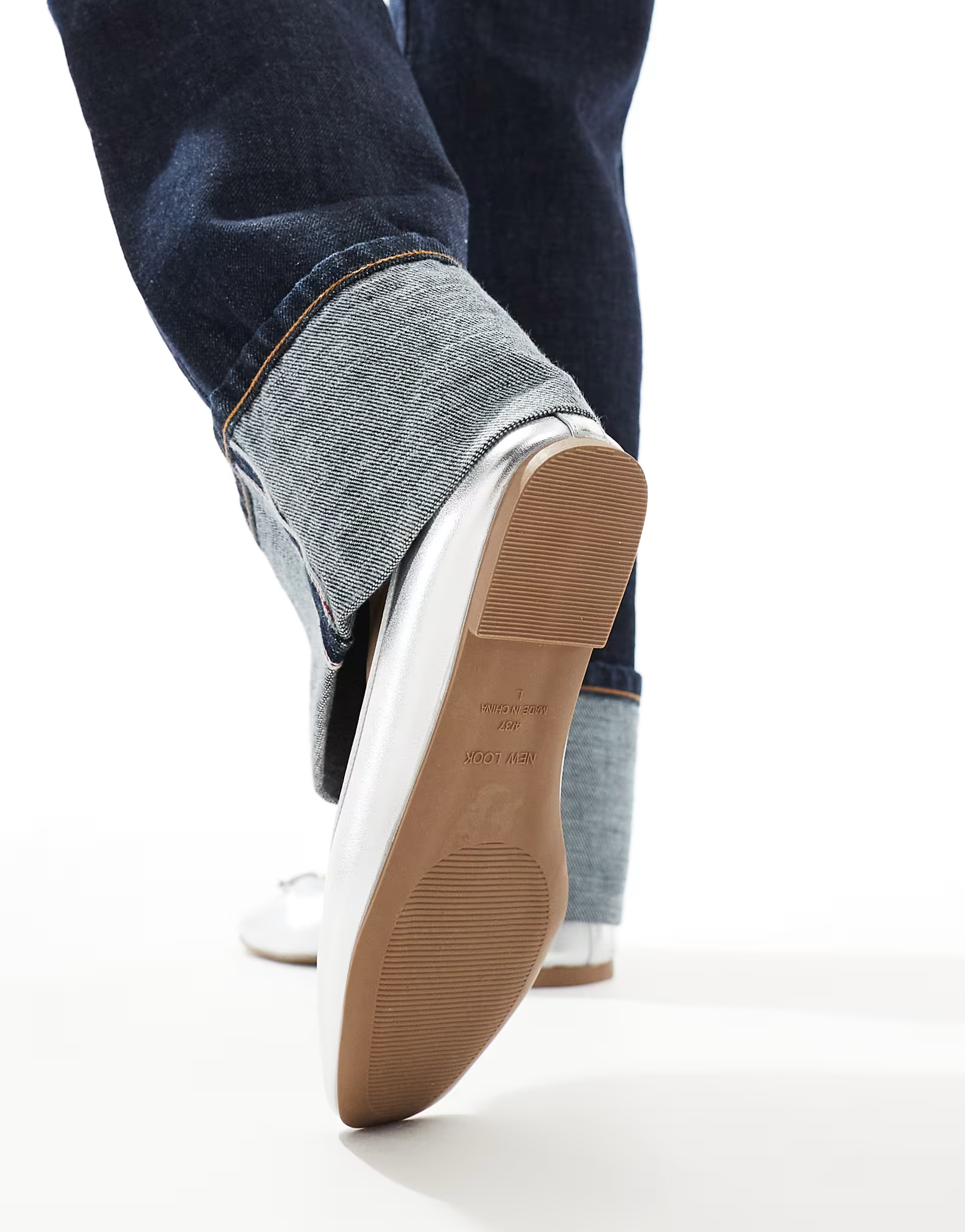 New Look flat ballet pump in silver | ASOS (Global)