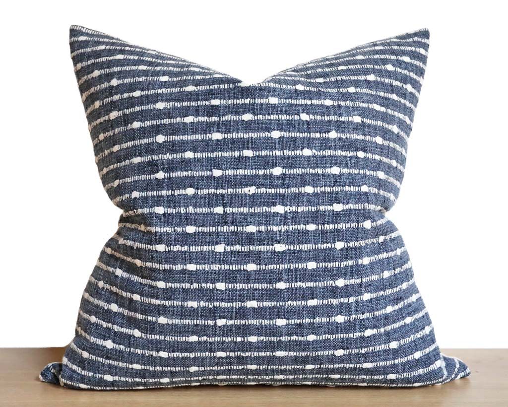 Textured Indigo Pillow Cover Woven Stripe | Coterie, Brooklyn