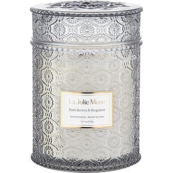 LA JOLIE MUSE Dark Berries & Bergamot Scented Candle, Large Glass Jar Candle, Candle Gift, Natural S | Amazon (US)