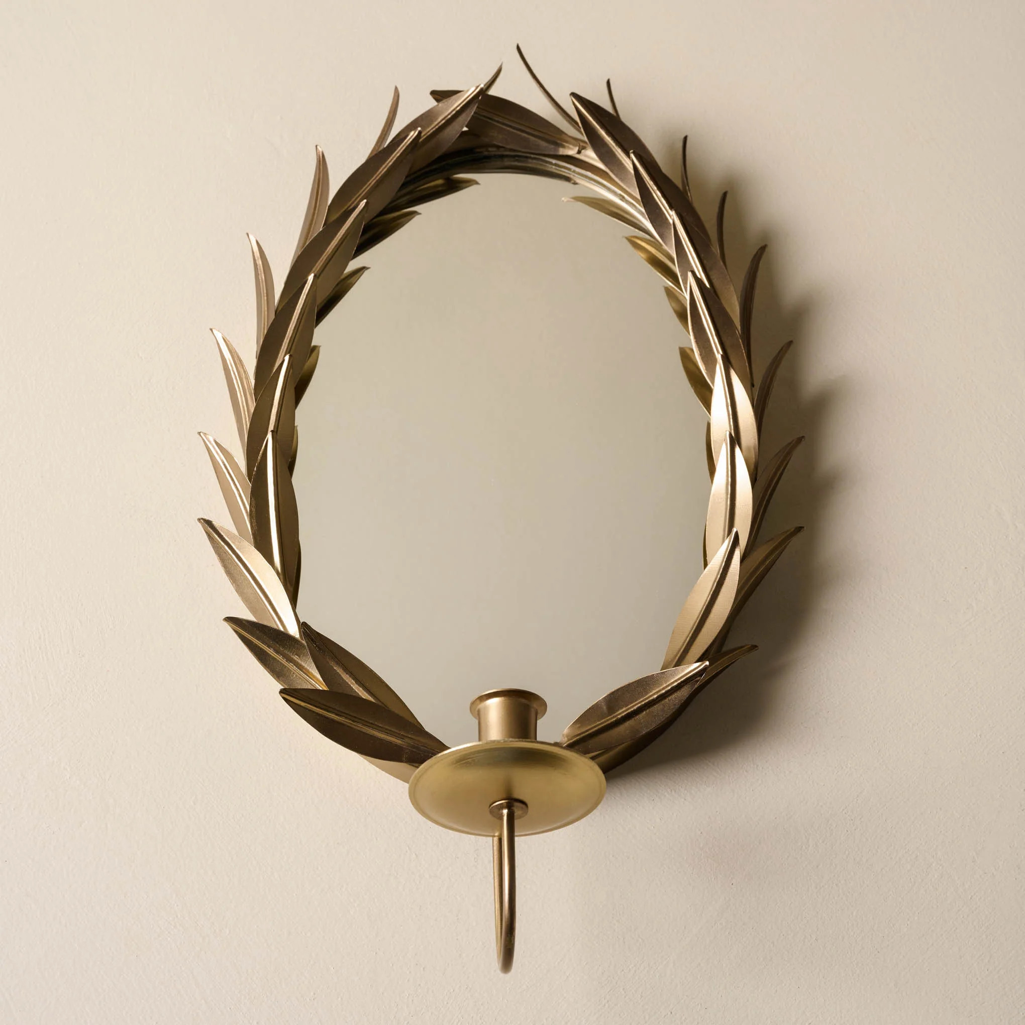 Gilded Wreath Mirrored Wall Sconce | Magnolia