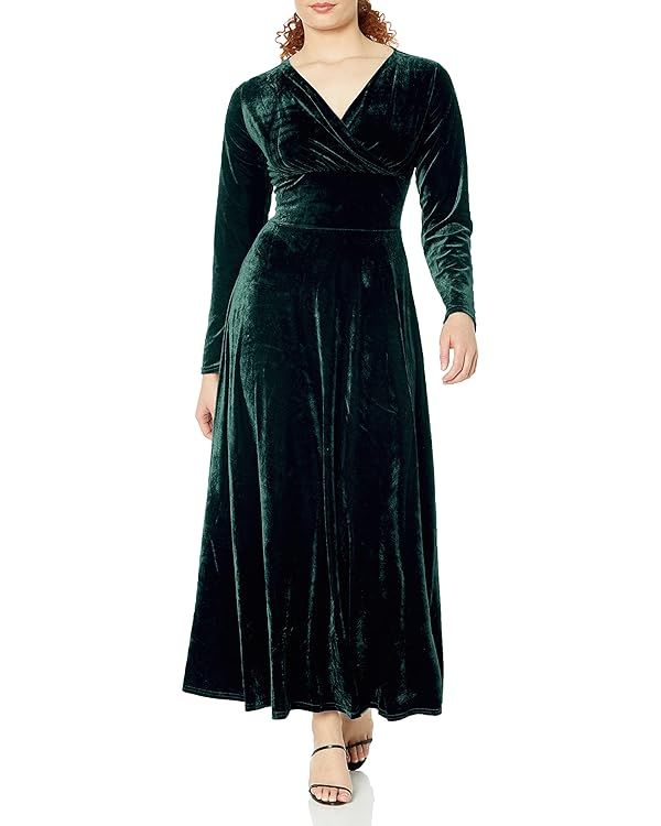 Urban CoCo Women Long Sleeve V-Neck Velvet Stretchy Long Dress | Amazon (US)