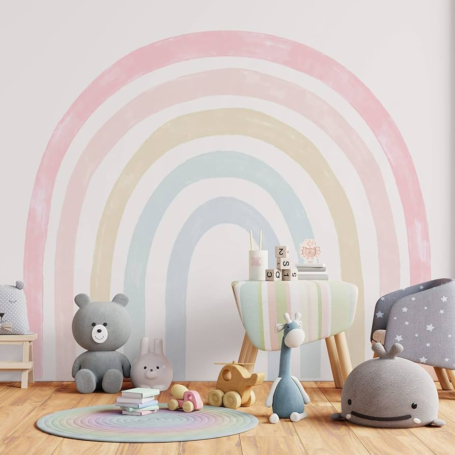 6 Pcs Rainbow Wall Decals 94.5 x 82.7 Inch Large Boho Rainbow Stickers Colorful Vinyl Baby Room D... | Amazon (US)
