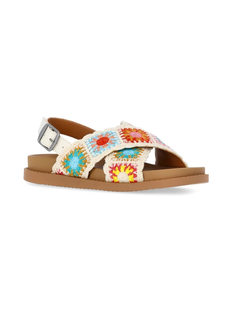 Wonder Nation Little and Big Girls Crossover Sandals | Walmart (US)