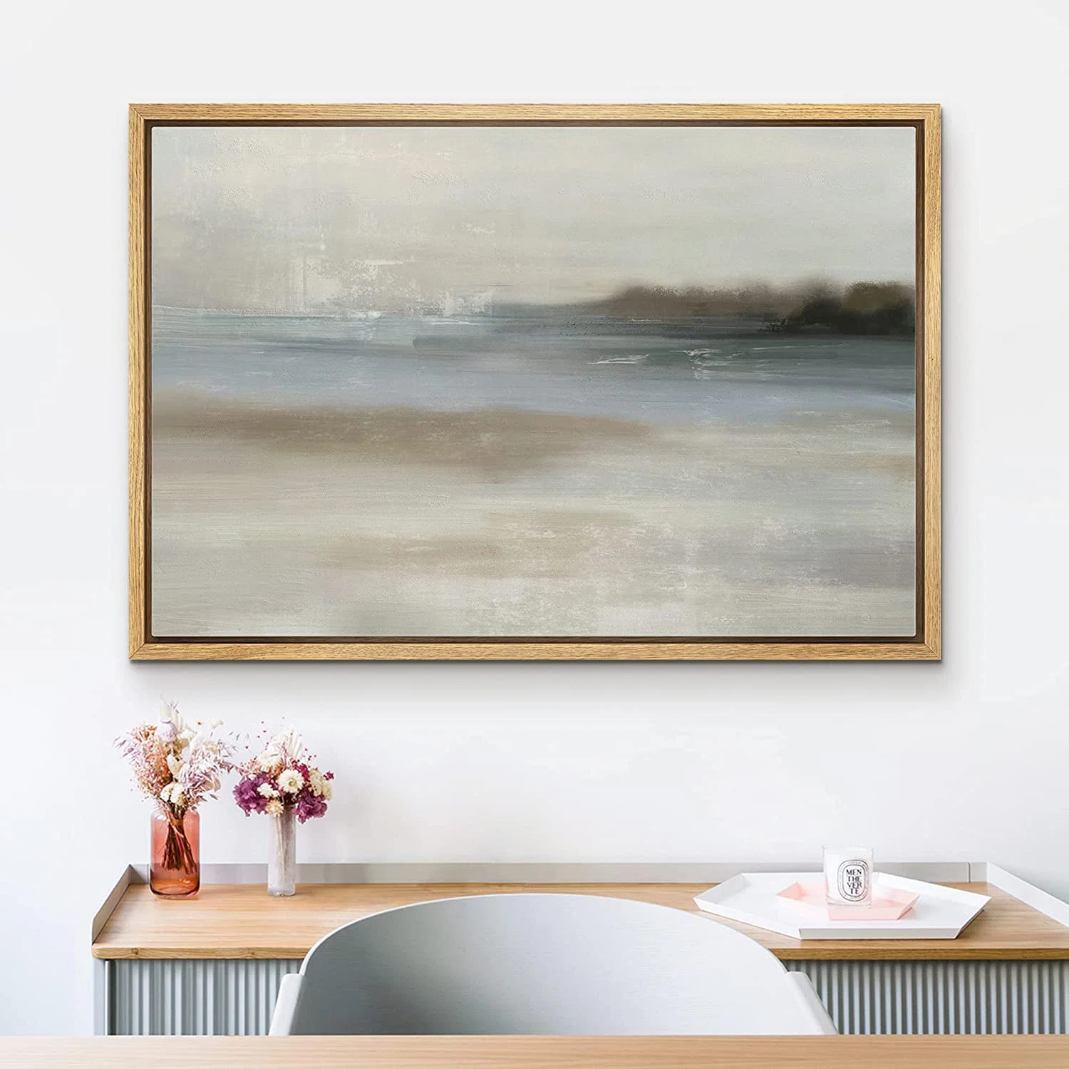 " Pastel Gray Blue Watercolor Landscape Abstract Shapes " Painting Print | Wayfair North America