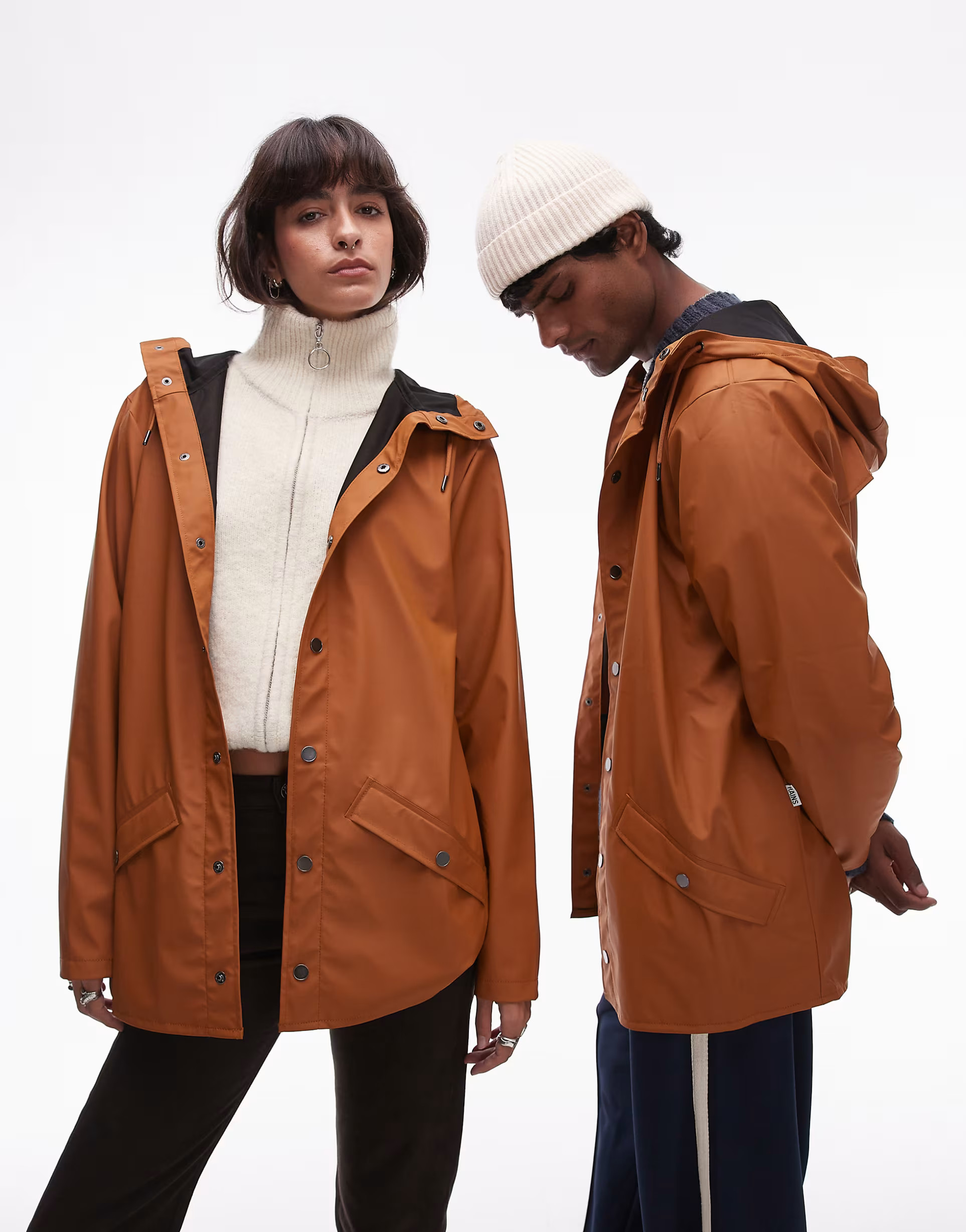 Rains 12010 unisex waterproof short jacket in rust | ASOS (Global)