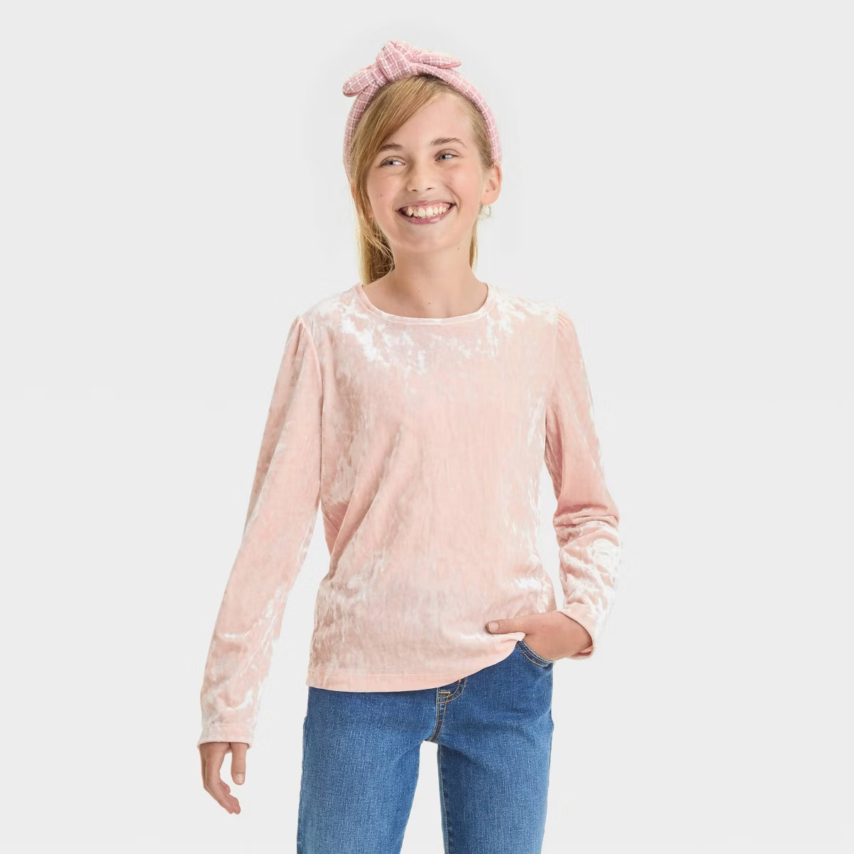 Girls' Long Sleeve Velour Shirt - Cat & Jack™ | Target