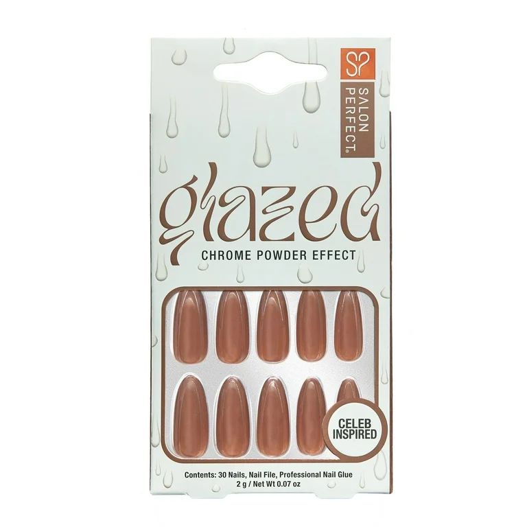 Salon Perfect Press On Nails, Glazed Chocolate Fake Nail Set, File & Glue Included, 30 Pieces | Walmart (US)