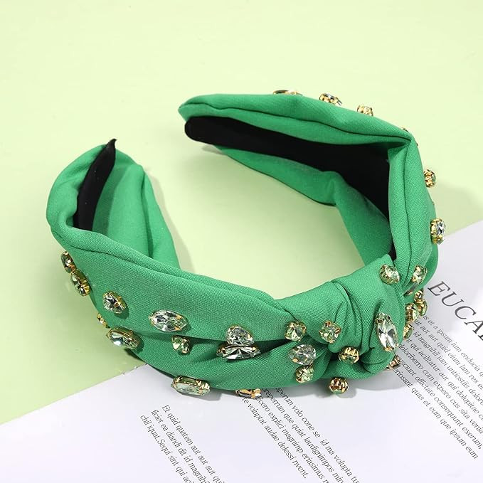 NVENF St.Patrick's Day Headbands Green Rhinestone Knotted Hairband Sparkling Crystal Hairbands Kn... | Amazon (US)