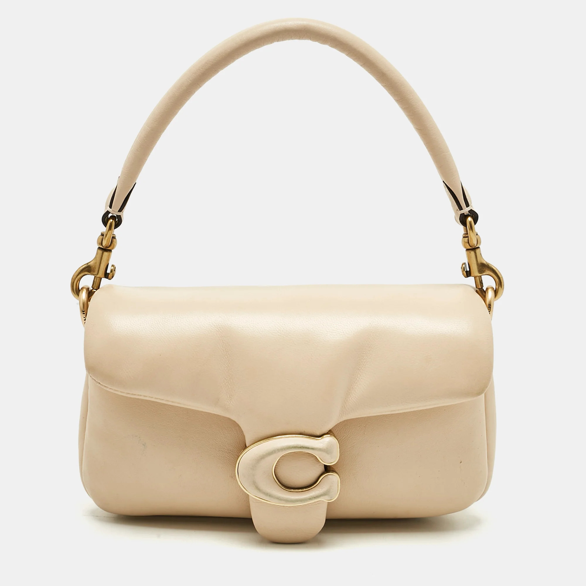 Coach Beige Leather Tabby Pillow 18 Shoulder Bag | Shop Simon