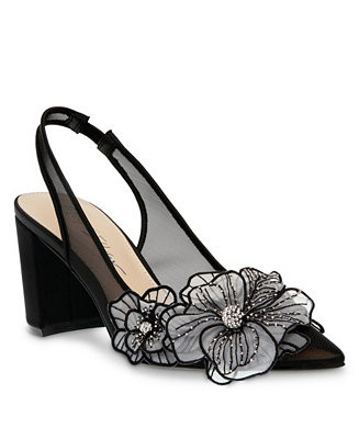 Women's Petra Flower Applique Slingback Evening Pumps | Macy's