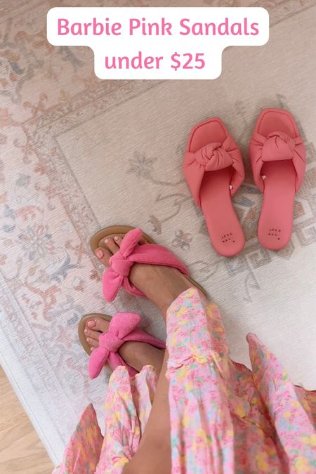 Two pairs of Barbie pink sandals under $25 you need in your summer wardrobe! 

#LTKunder50 #LTKtravel #LTKshoecrush