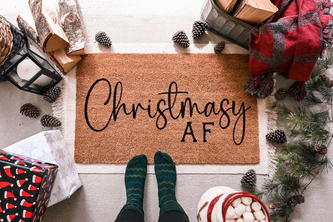 Christmasy AF Doormat, Custom Christmas Door Mat, Jolly AF Doormat, Funny Christmas Doormat, Holi... | Etsy (US)