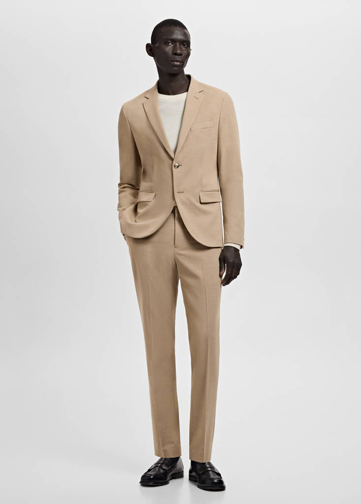Super slim-fit suit jacket in stretch fabric beige - Man - 34 - MANGO MAN | Mango (US/MX/AU)