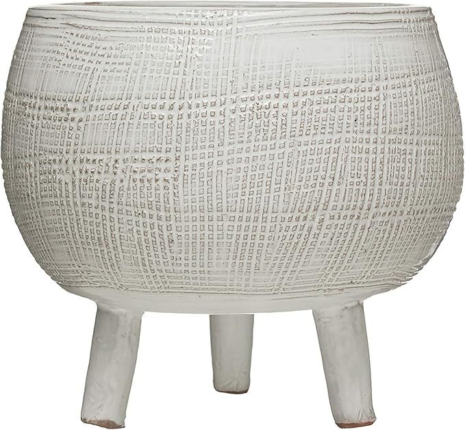 Creative Co-op Footed Terracotta (Holds 7" Pot) Planter, White | Amazon (US)