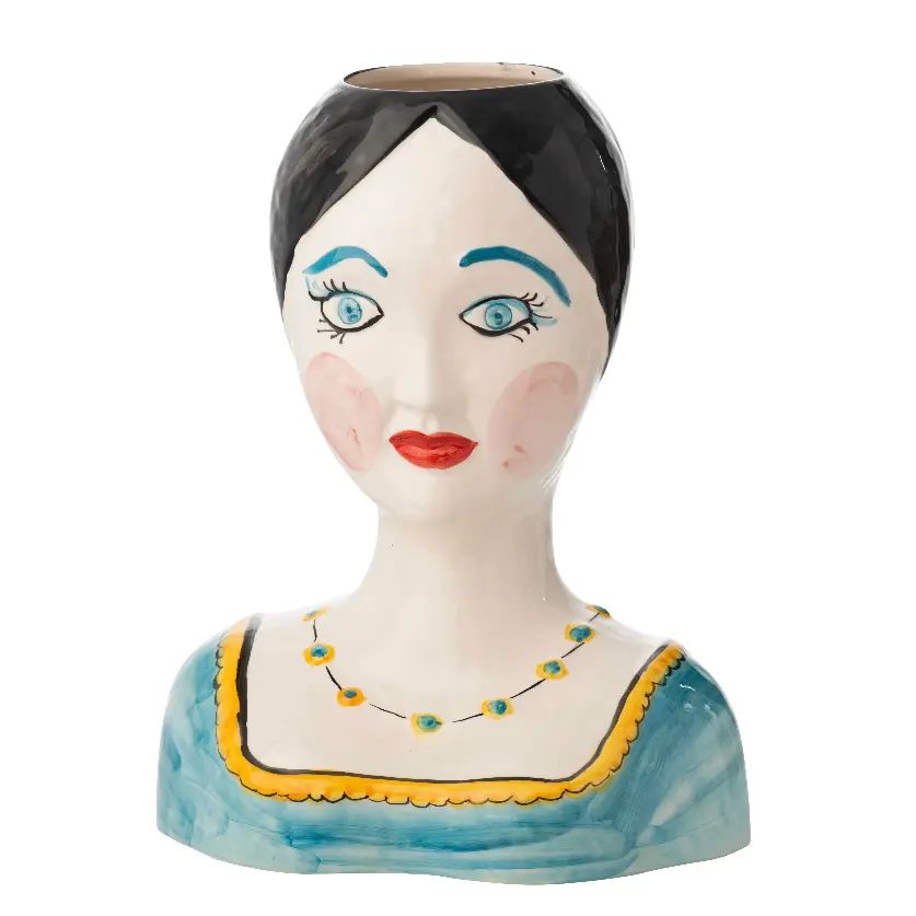 Evangeline Painted Head Vase | Chairish