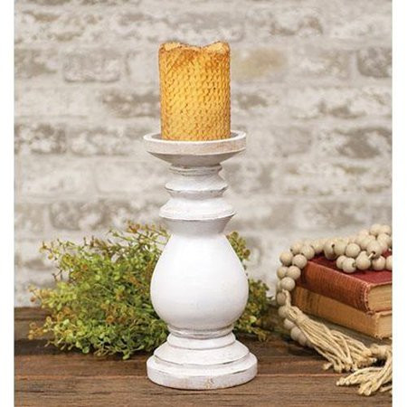 CWI Gifts-1PK Medium White Resin Candlestick | Walmart (US)