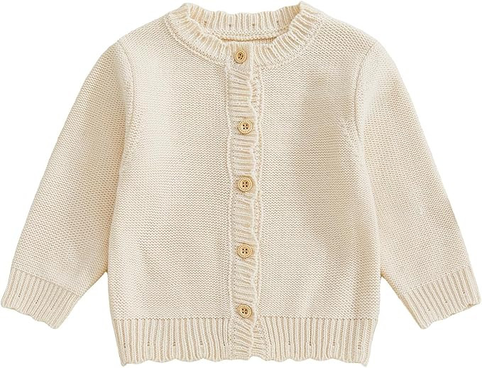 Infant Baby Girl Cardigan Sweater Long Sleeve Button Up Knit Sweatshirt Jacket Toddler Baby Girl ... | Amazon (US)