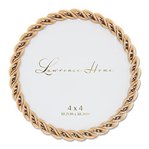 Lawrence Frames Rope Design Metal Frame, 4x4 Round, Gold | Amazon (US)