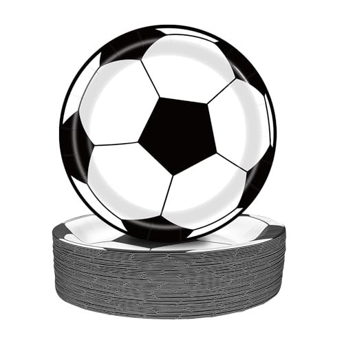 FIPOLLI 50PCS Soccer Plates 7 Inch Soccer Paper Plates Disposable Birthday Party Cake Dessert Plates Soccer Party Decorations for Birthday Baby Shower Sports Theme Decorations | Amazon (US)