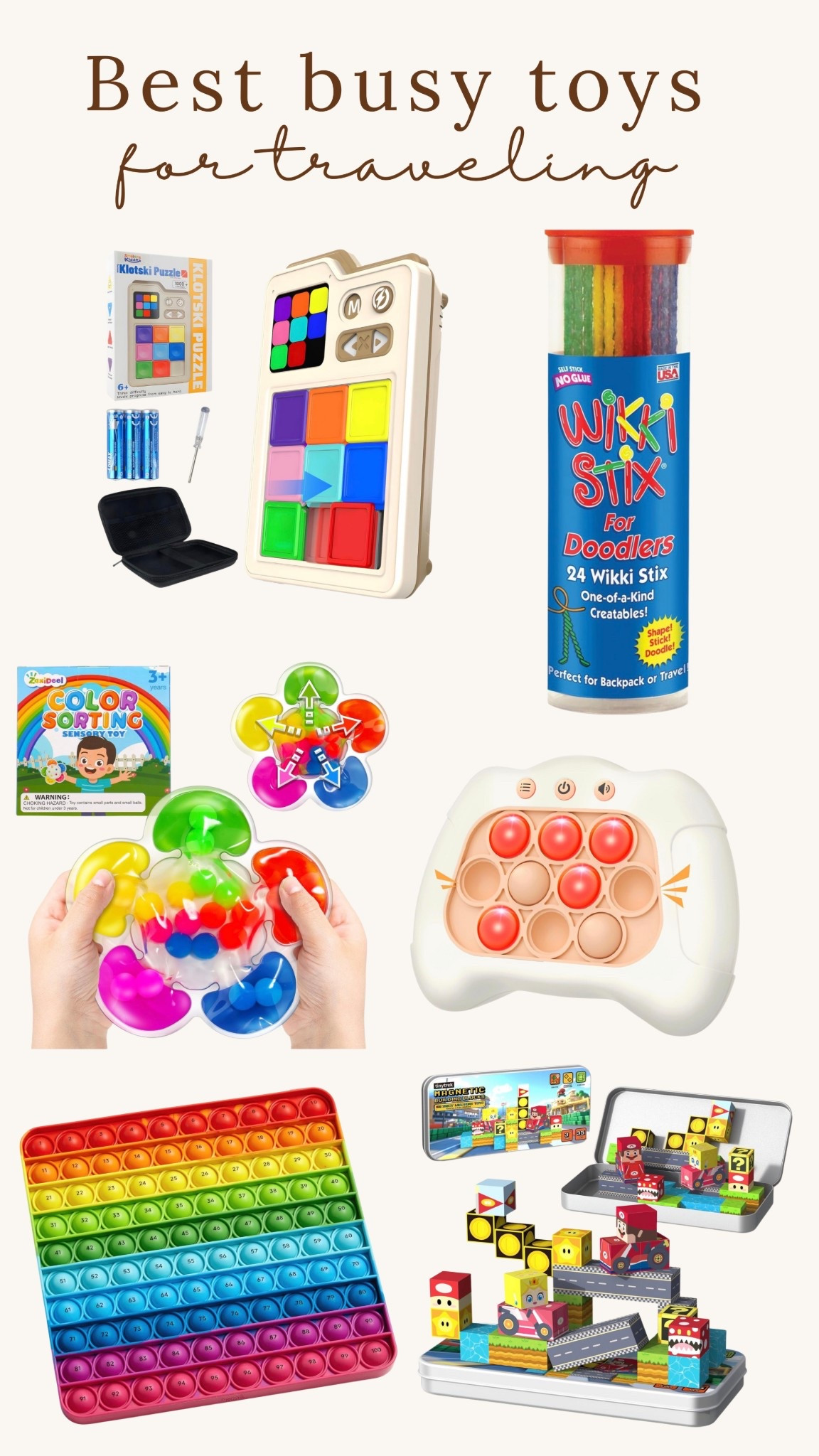 We’re not an iPad family so I get the kids fun busy toys for traveling & they all loved what I got! ✨

Kids toys - Kids travel toys - Kids busy games - Travel toys - Sensory toys - Kids travel essentials - Games for toddlers - Airplane games for kids - Airport essentials - Mom life 

#LTKmomlife #LTKKids #LTKTravel