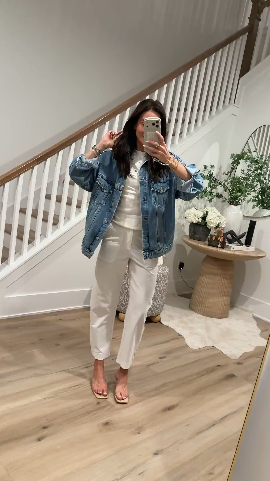 Pants on SALE Athleta friends and family 30% off
Spring dinner outfit inspo, Jean jacket, denim jacket, comfortable pants, annabrstyle

#LTKSeasonal #LTKOver40 #LTKootd