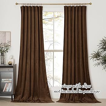NICETOWN Thermal Insulated Brown Velvet Curtains, Sound Reducing Heavy Matt Solid Room Darkening ... | Amazon (US)