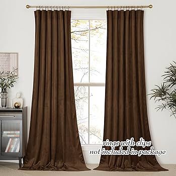 NICETOWN Thermal Insulated Brown Velvet Curtains, Sound Reducing Heavy Matt Solid Room Darkening ... | Amazon (US)