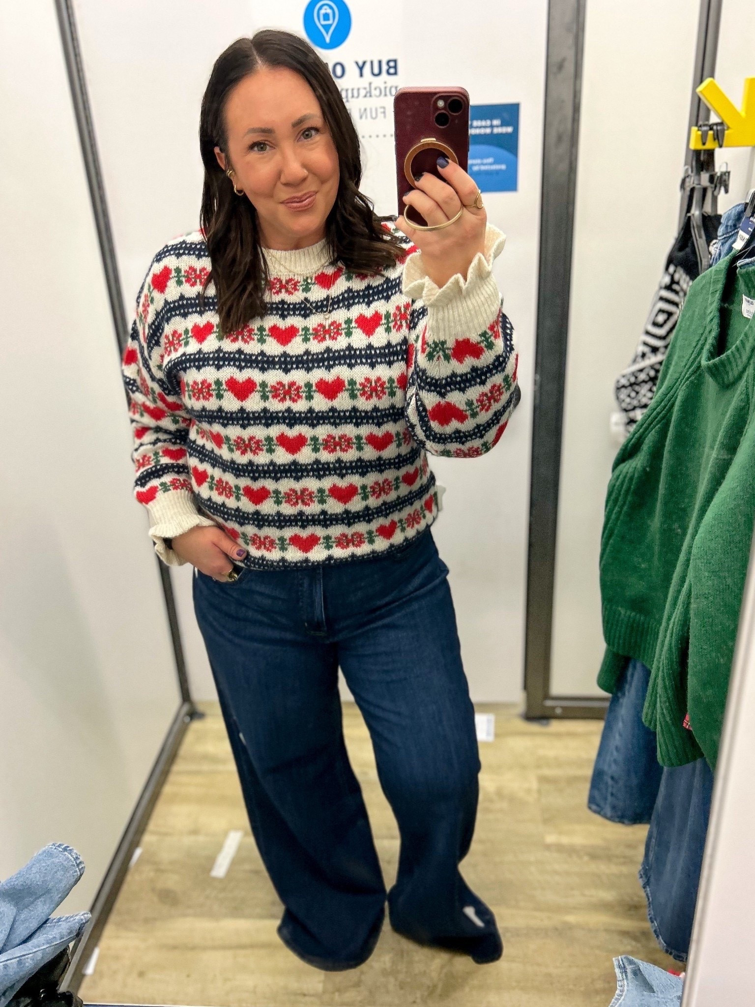 The prettiest sweater for the holidays! XL! $32.99! Closer to the price it should be! Size 16 wide leg regular  jeans. On sale for $22!

#LTKOver40 #LTKFindsUnder50 #LTKSaleAlert