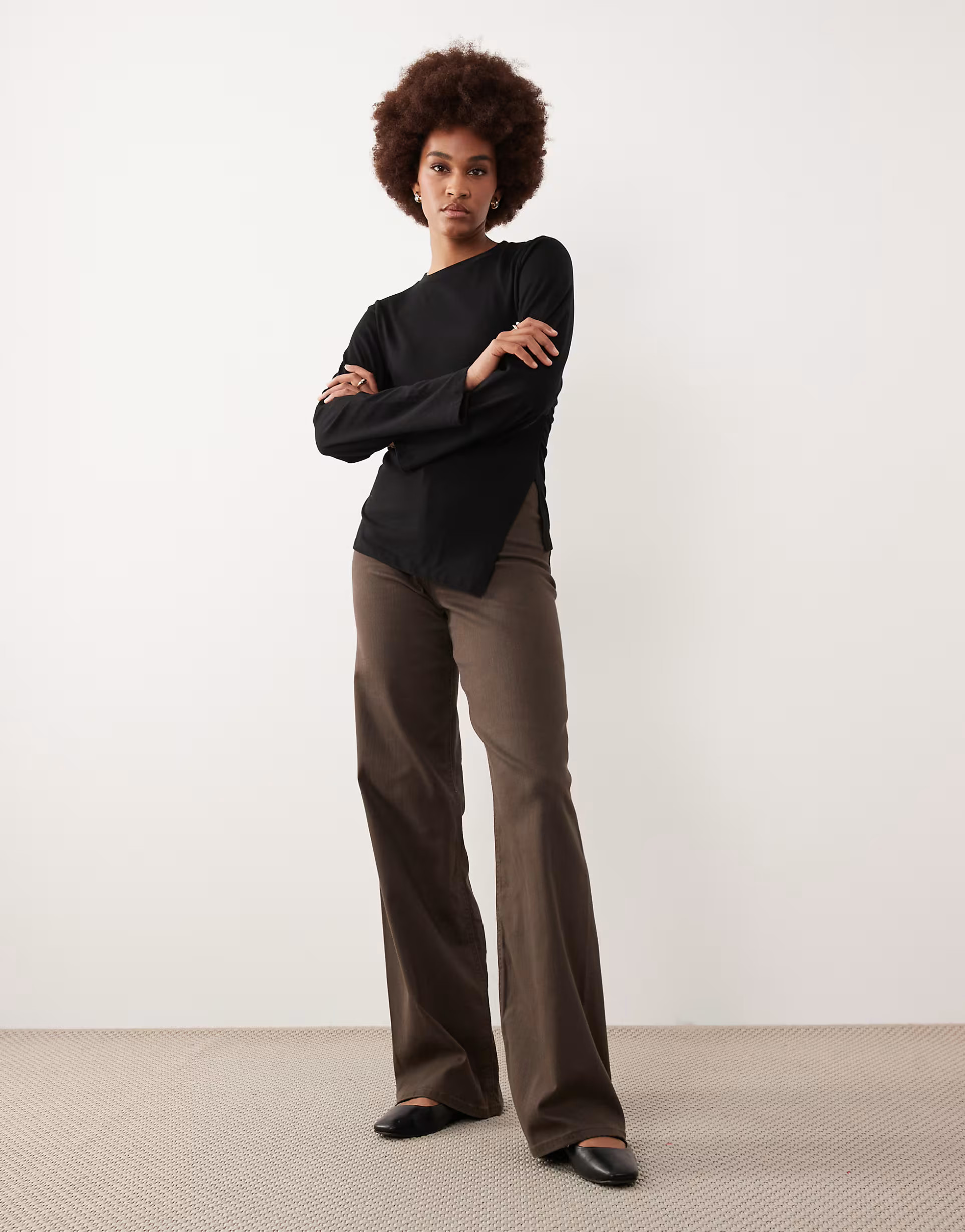 JDY Tall high rise wide leg jeans in brown | ASOS (Global)
