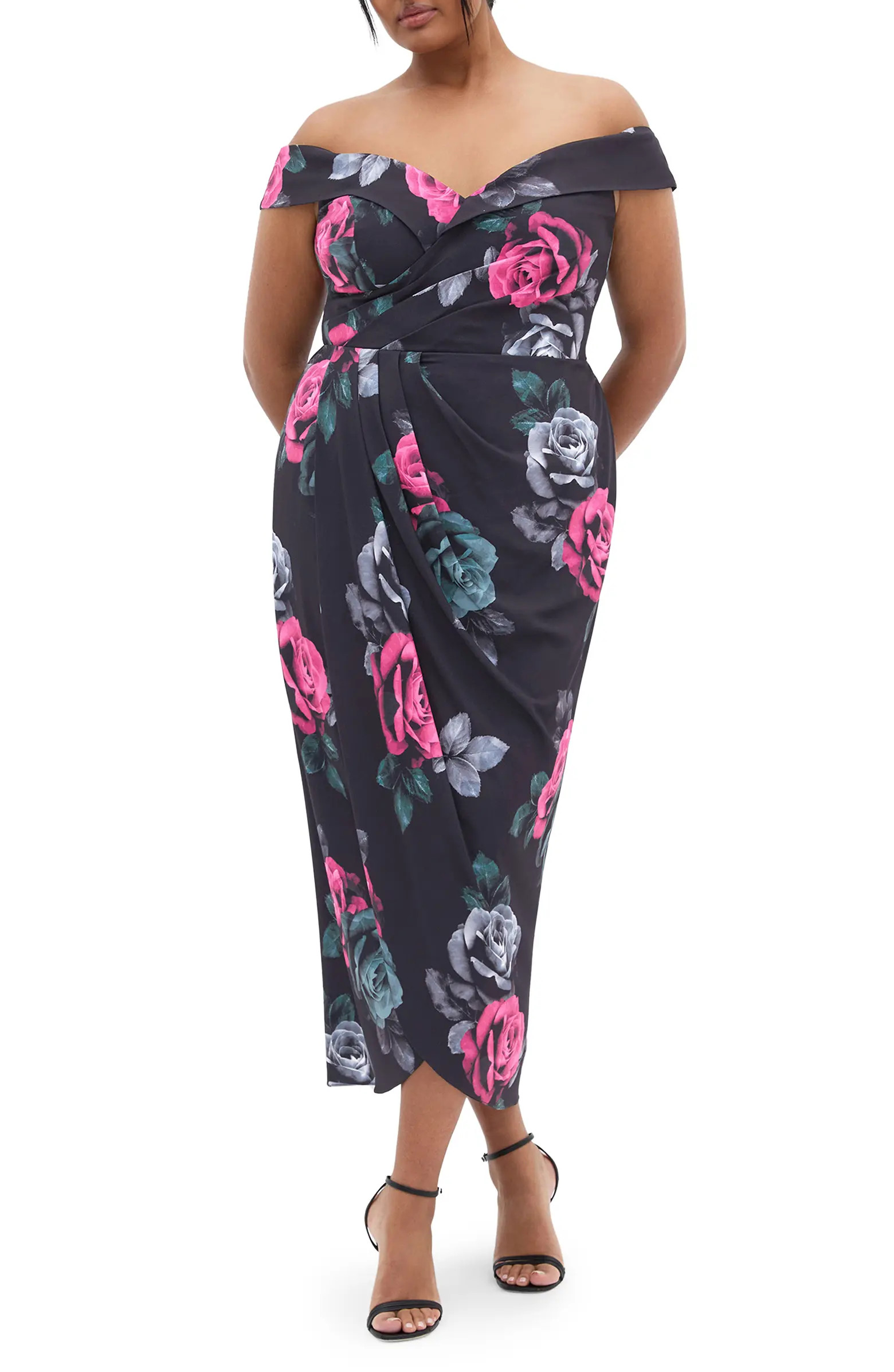 Clair Print Off the Shoulder Midi Dress | Nordstrom