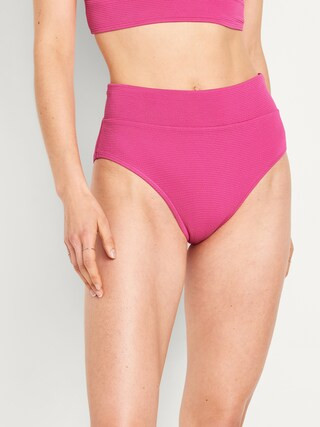 Banded High-Waist Bikini Swim Bottoms | Old Navy (US)