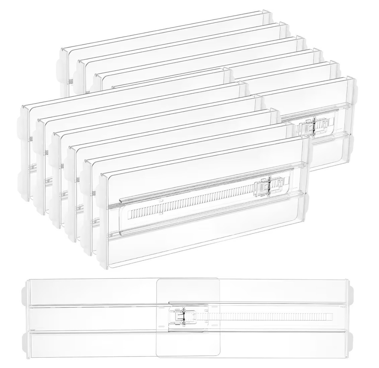 12 Pack Drawer Dividers for Clothes, 4" High 10.2"-16.5" Adjustable Expandable Dresser Drawer Organizer, Clear Plastic Separators for Dresser, Baby Clothing, Underwear, Cosmetic, Toiletries

#LTKBaby #LTKHome #LTKmomlife