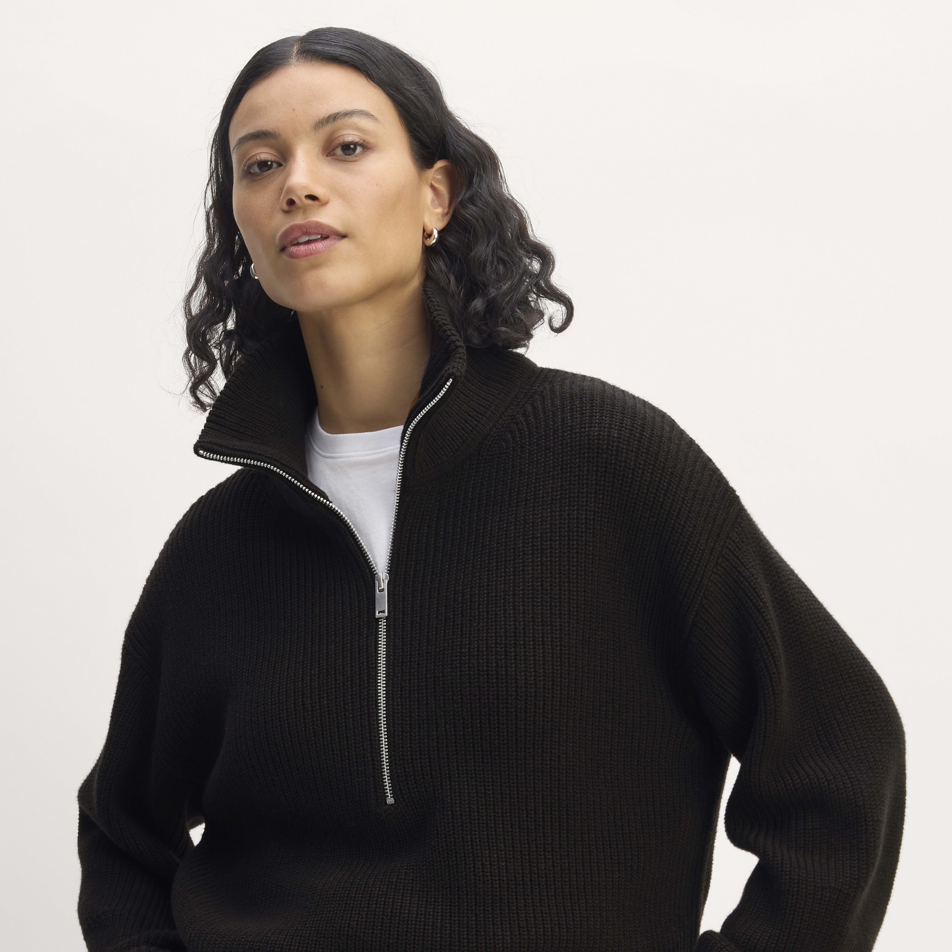 Half-Zip in Everyday Cotton by Everlane in Black, Size XXL | Everlane