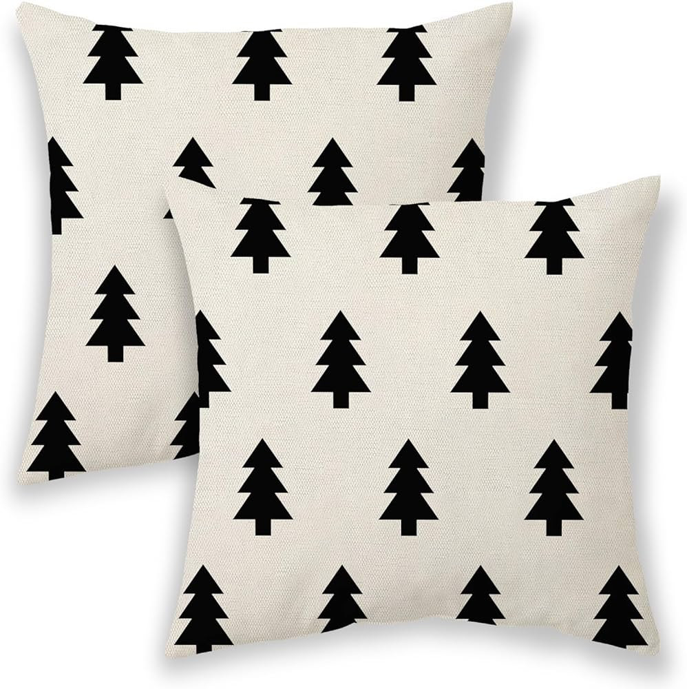 BETGINY Christmas Pillow Covers 18x18 Inch 2 Pcs, White Black Trees Decorative Throw Pillows for ... | Amazon (US)