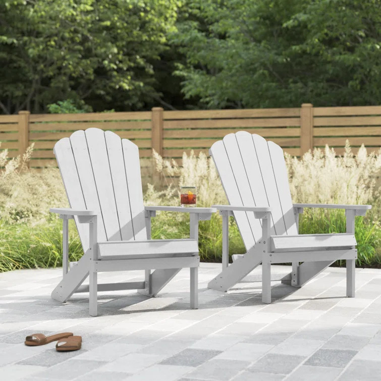 Wesley Set Of 2 Faux Wood Adirondack Chair Weather Resistant For Patio Garden, Backyard, Porches ... | Wayfair North America